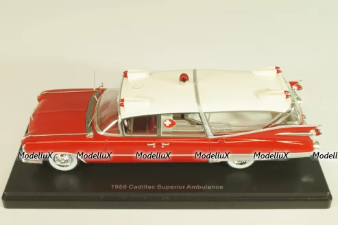 Cadillac S&S Superior Landau Ambulance 1959, red/white, 45260, NEO 1:43