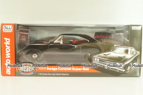 Dodge Coronet Super Bee 1969, black, AMM1347, AutoWorld 1:18