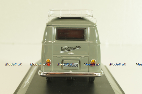 Volkswagen T1 Transporter "Schnellbautrupp" 1950, van with roof rack, grey, Schuco 1:43