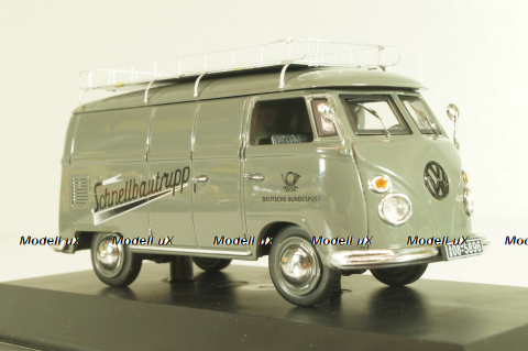 Volkswagen T1 Transporter "Schnellbautrupp" 1950, van with roof rack, grey, Schuco 1:43