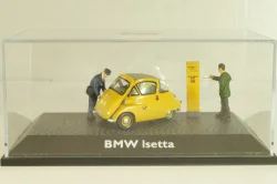BMW Isetta 250 Deutsche Post 1955, with two figuren and mail box yellow, 006726, Schuco 1:43