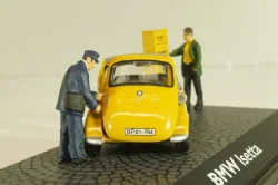BMW Isetta 250 Deutsche Post 1955, with two figuren and mail box yellow, 006726, Schuco 1:43