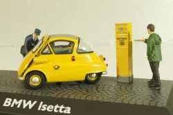 BMW Isetta 250 Deutsche Post 1955, with two figuren and mail box yellow, 006726, Schuco 1:43