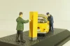 BMW Isetta 250 Deutsche Post 1955, with two figuren and mail box yellow, 006726, Schuco 1:43