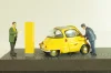 BMW Isetta 250 Deutsche Post 1955, with two figuren and mail box yellow, 006726, Schuco 1:43
