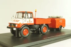 Mercedes-Benz Unimog 406 vith trailer TSA 8 EKU fire engine, red, 03158, Schuco 1:43