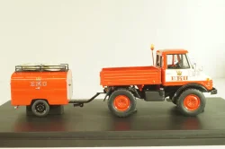 Mercedes-Benz Unimog 406 vith trailer TSA 8 EKU fire engine, red, 03158, Schuco 1:43