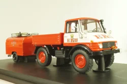 Mercedes-Benz Unimog 406 vith trailer TSA 8 EKU fire engine, red, 03158, Schuco 1:43