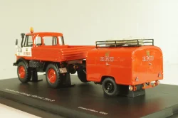 Mercedes-Benz Unimog 406 vith trailer TSA 8 EKU fire engine, red, 03158, Schuco 1:43