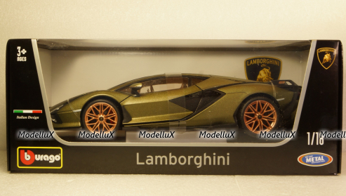 Lamborghini Sian FKP 37 matt olivee, 11046, Burago 1:18