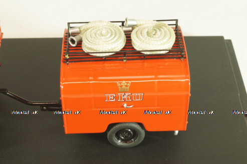 Mercedes-Benz Unimog 406 vith trailer TSA 8 EKU fire engine, red, 03158, Schuco 1:43