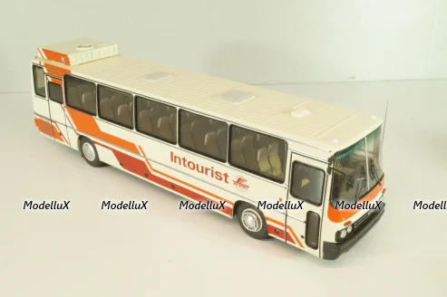 Икарус-250.70 Интурист, белый с красными пролосами, 04023, Demprice 1:43