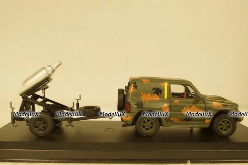 Mitsubishi Pajero c прицепом РСЗО, Тероборона г. Запорожье 2022, TruckTyr 1:43