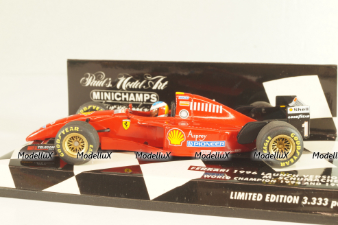 Ferrari 1996 Launch version M. Schumacher, World Champion 1994 and 1995 Formula 1, F1, 510964391, Minichamps 1:43