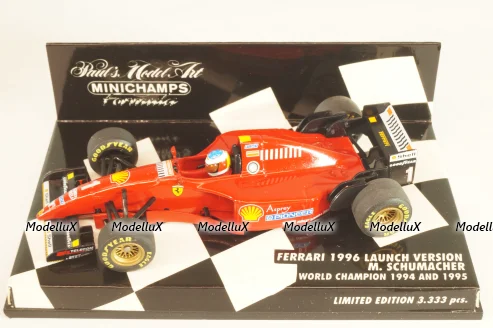 Ferrari 1996 Launch version M. Schumacher, World Champion 1994 and 1995 Formula 1, F1, 510964391, Minichamps 1:43