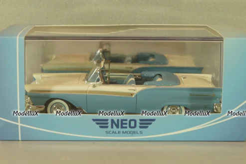 Ford Fairlane 500 Vonvertible 1957, blue/white, 46045, Neo 1:43