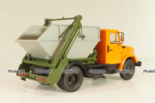 КО-450(4333) мусоровоз на шасси Зил-4333, оранжевый/серый, 101883, Автоистория 1:43