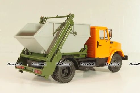 КО-450(4333) мусоровоз на шасси Зил-4333, оранжевый/серый, 101883, Автоистория 1:43