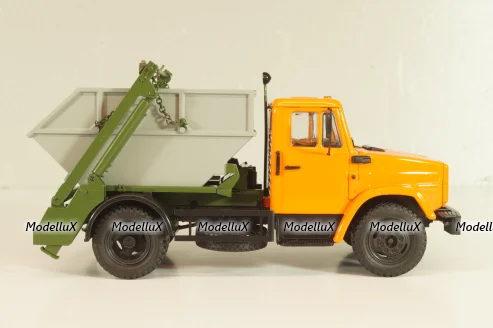 КО-450(4333) мусоровоз на шасси Зил-4333, оранжевый/серый, 101883, Автоистория 1:43