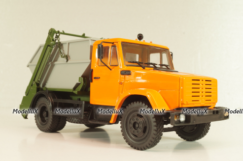 КО-450(4333) мусоровоз на шасси Зил-4333, оранжевый/серый, 101883, Автоистория 1:43