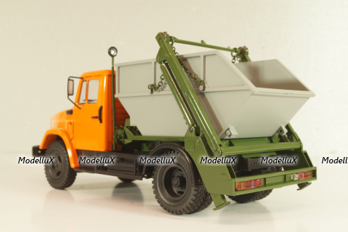 КО-450(4333) мусоровоз на шасси Зил-4333, оранжевый/серый, 101883, Автоистория 1:43
