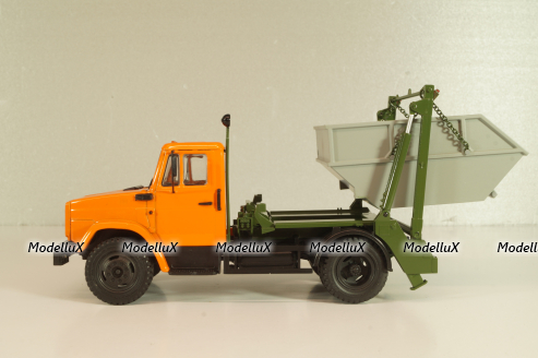 КО-450(4333) мусоровоз на шасси Зил-4333, оранжевый/серый, 101883, Автоистория 1:43