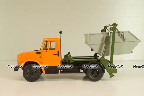 КО-450(4333) мусоровоз на шасси Зил-4333, оранжевый/серый, 101883, Автоистория 1:43
