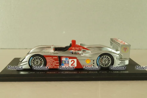 Audi R8 "Last race" #2, winner Lime Rock Park ALMS 2006, silver, S0677, Spark 1:43