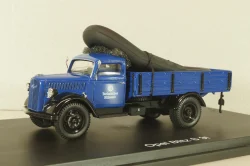 Opel Blitz S 3t THW, truck with boat, dark blue, 03053, Schuco 1:43