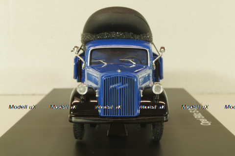 Opel Blitz S 3t THW, truck with boat, dark blue, 03053, Schuco 1:43