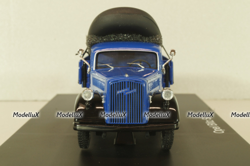 Opel Blitz S 3t THW, truck with boat, dark blue, 03053, Schuco 1:43
