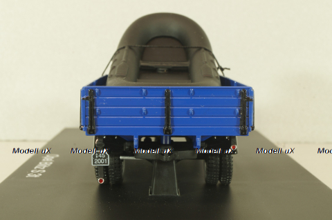 Opel Blitz S 3t THW, truck with boat, dark blue, 03053, Schuco 1:43