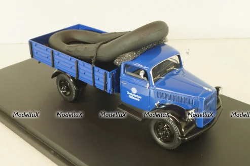 Opel Blitz S 3t THW, truck with boat, dark blue, 03053, Schuco 1:43