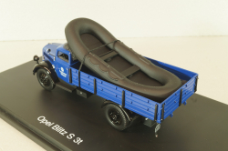 Opel Blitz S 3t THW, truck with boat, dark blue, 03053, Schuco 1:43