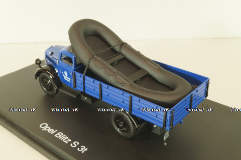 Opel Blitz S 3t THW, truck with boat, dark blue, 03053, Schuco 1:43