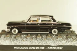 Mercedes-Benz 250 SE (W111) 1967, from movie "Octopussy" 1983, black, James Bond Modellauto Collection #23, 1:43 Дефект!