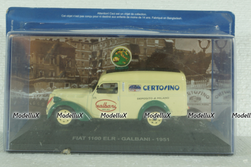 Fiat 1100 ELR van Galbani, 1951 light yellow/green, Altaya 1:43