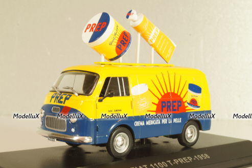 Fiat 1100 T-Prep 1958, bus, yellow/blue, Altaya 1:43