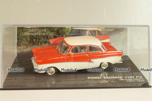 Ford Taunus 17M (P2) De luxe coupe 1957, red/white, Deutsche Liebhaber-Autos, Altaya 1:43