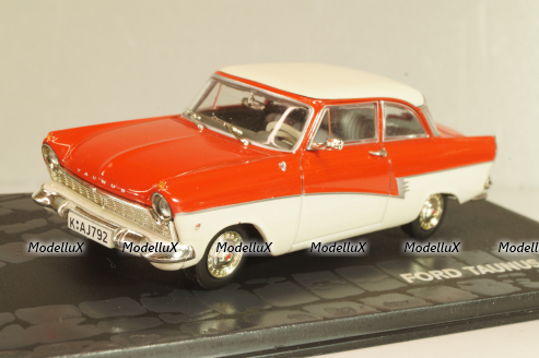 Ford Taunus 17M (P2) De luxe coupe 1957, red/white, Deutsche Liebhaber-Autos, Altaya 1:43