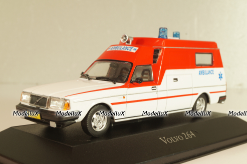 Volvo 264  Ambulance 1985, white/red, 7495006, Ambulance Collection #6, Atlas 1:43