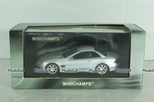 Mercedes-Benz SL 500 (R230) with operation roof 2001, silver, 400032030, Minichamps 1:43
