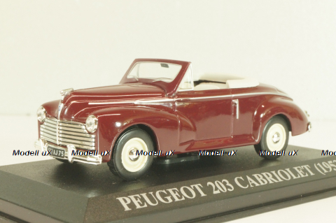Peugeot 203 Cabriolet 1953, maroon, Altaya 1:43