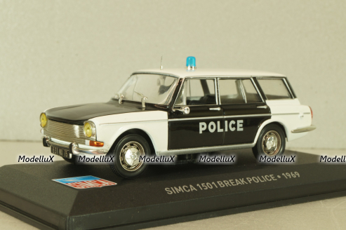 Simca 1501 Break Police 1969, white/black, Altaya 1:43