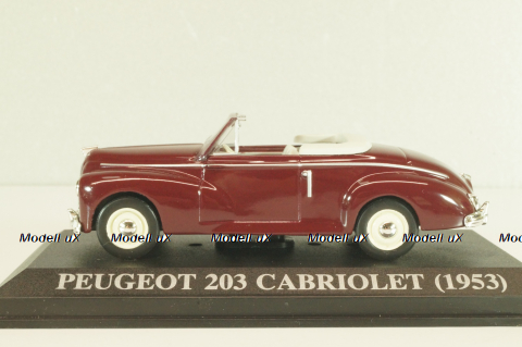 Peugeot 203 Cabriolet 1953, maroon, Altaya 1:43