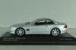 Mercedes-Benz SL 500 (R230) with operation roof 2001, silver, 400032030, Minichamps 1:43