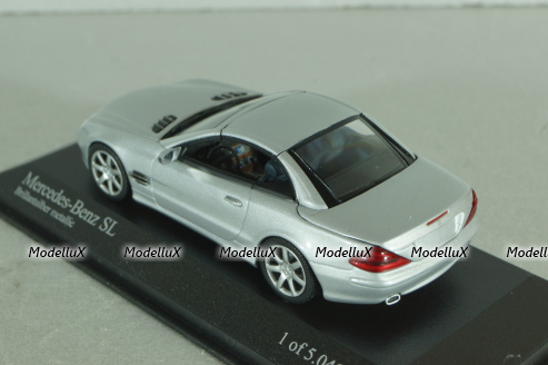 Mercedes-Benz SL 500 (R230) with operation roof 2001, silver, 400032030, Minichamps 1:43