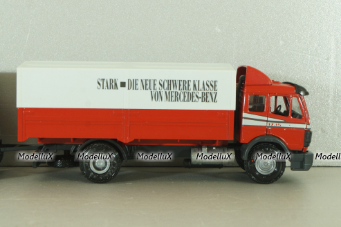 Mercedes 1729 truck, with trailer, red "Truck of the year 1990", 314, NZG 1:43 