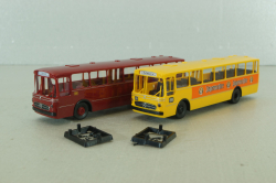 Mercedes O 317K bus, yellow"Jagermeister" + Mercedes O 317K bus, dark red, 006764, Brekina 1:87
