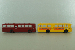 Mercedes O 317K bus, yellow"Jagermeister" + Mercedes O 317K bus, dark red, 006764, Brekina 1:87